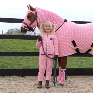 Dotty fleece hood til shetty, pony & hest - Pretty Pink - 122-131 cm