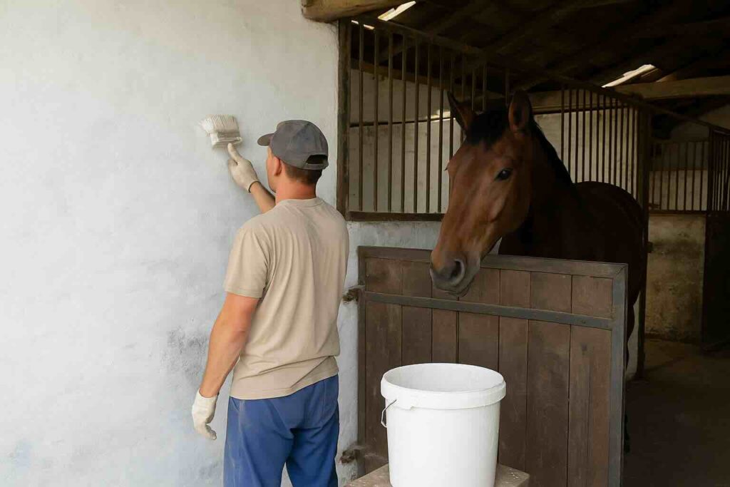 kalkning af hesteboks maler